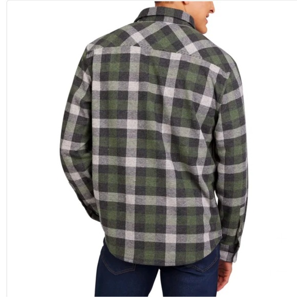 Chaps Men's Knit Flannel Shirt Green XL Stretch - Picture 3 of 10